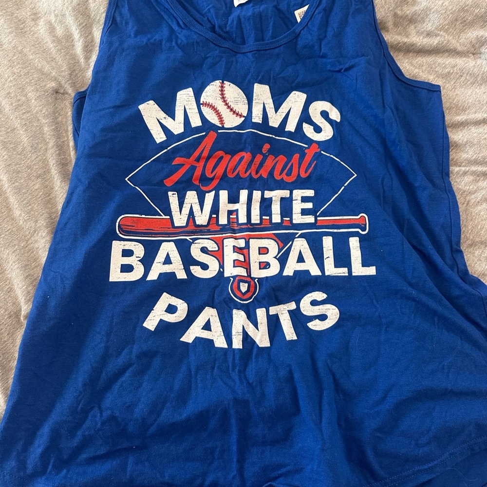 Blue Graphic Baseball Tank Top